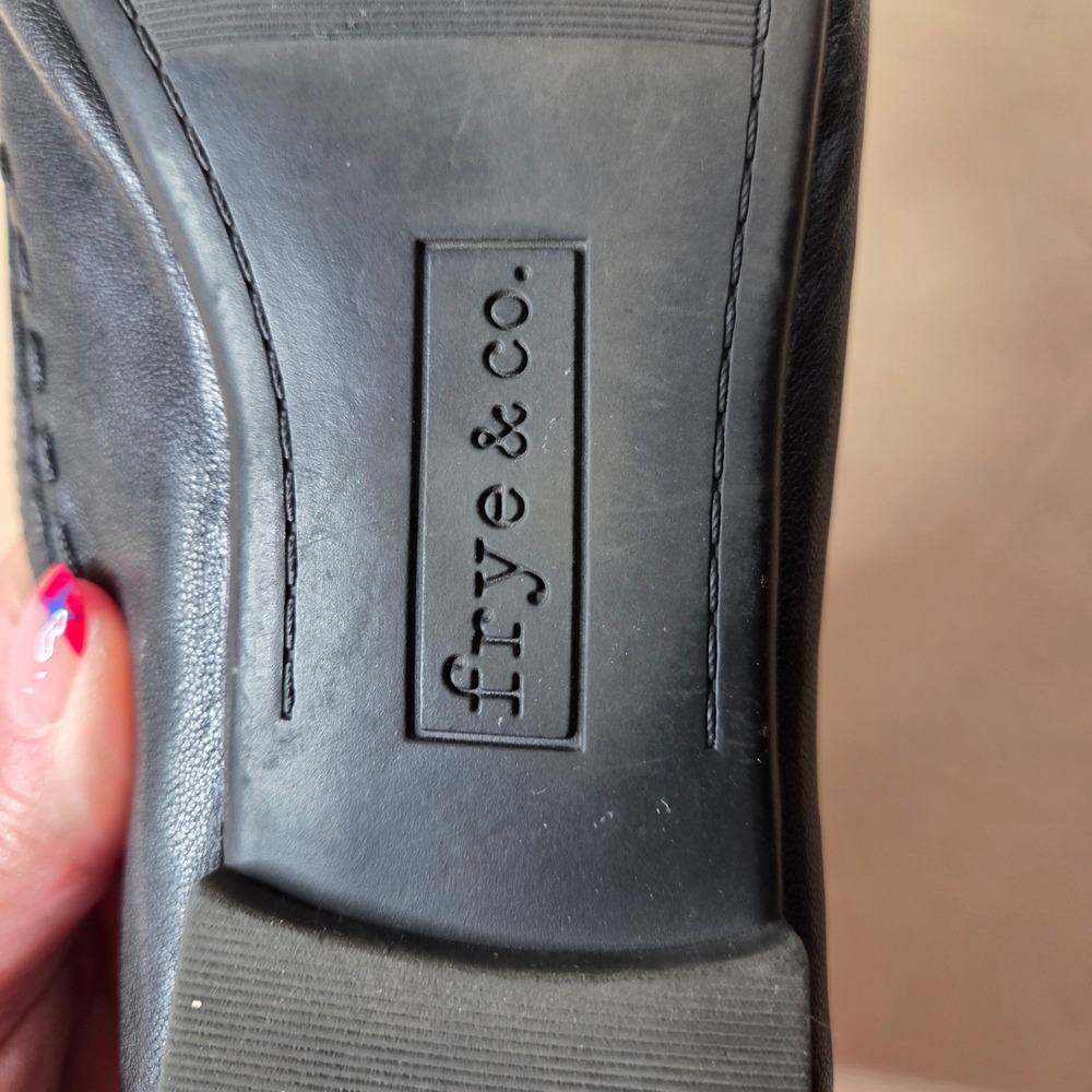 Frye & Co Womens Black Leather Whipstitch Round Toe Ballet Flats Shoes Size 8.5 - Picture 10 of 15
